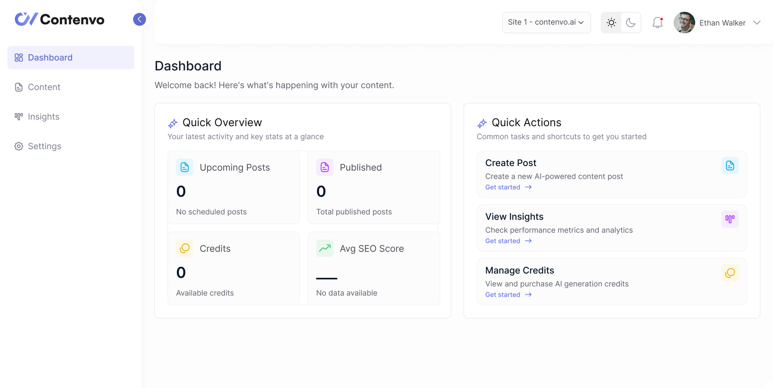 Contenvo content operations platform dashboard showing team collaboration