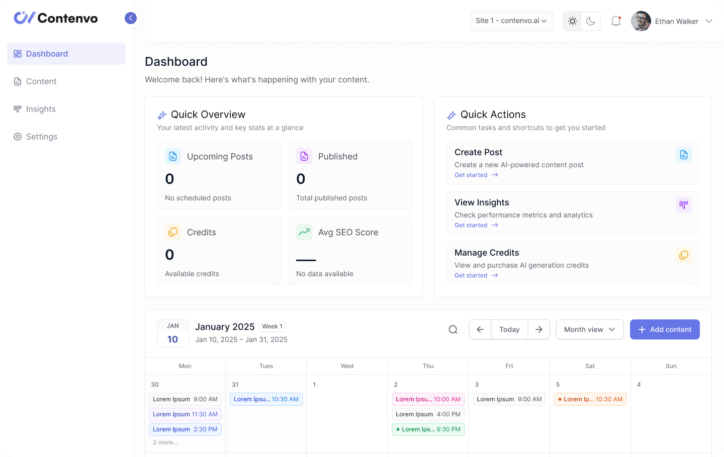 Contenvo Content Calendar Overview